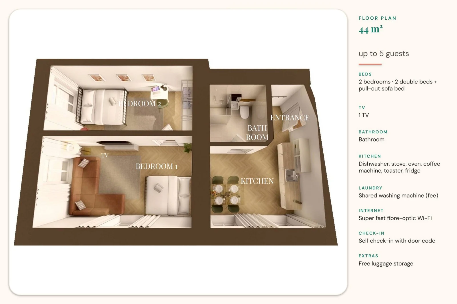 Grundriss Drei-Zimmer-Apartment