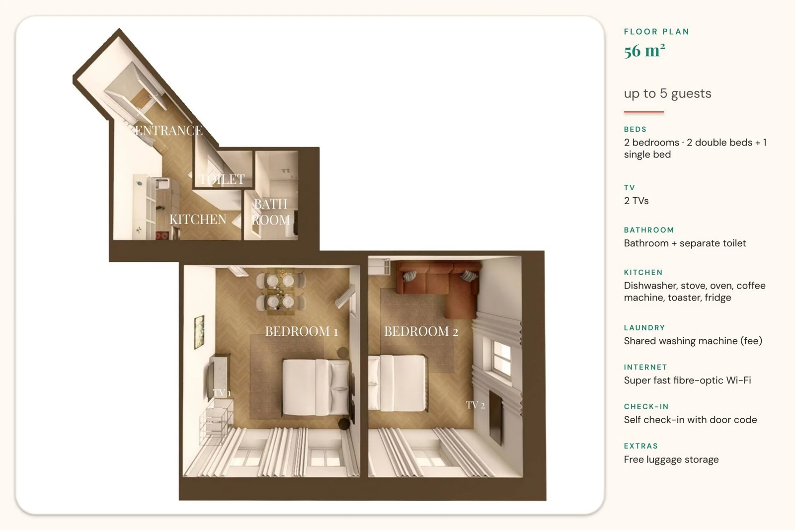 Grundriss Neues Apartment mit zwei Schlafzimmern